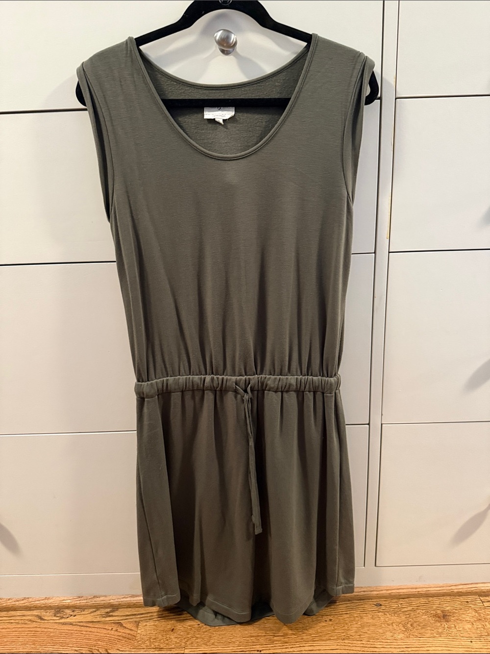Lou & Grey Olive Green Sleeveless Drawstring Mini Dress